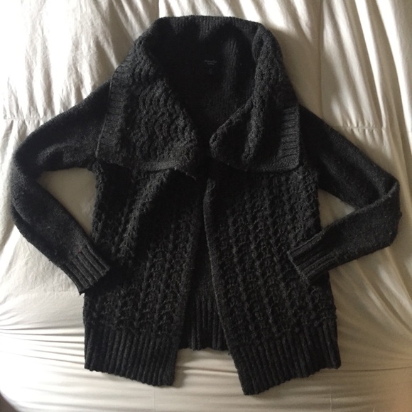 AE open cardigan gray knit shawl collar - Picture 4 of 5